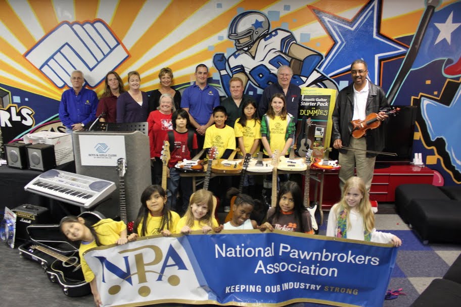 Jordan Osborne from Insta-Cash Pawn coordinated a donation of several instruments to the East Dallas Boys and Girls Club.